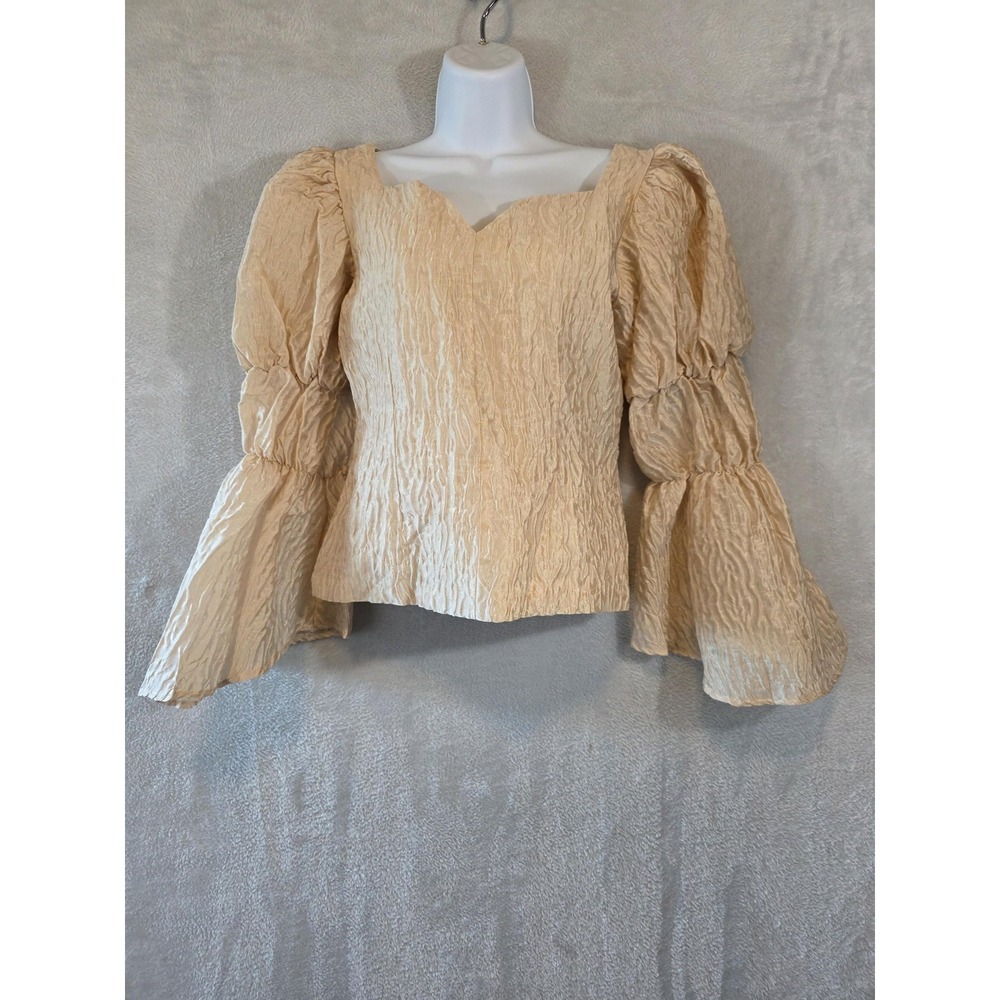 NWT Now Or Never Blouse Womens Small Cream Feminine Romantic Office Party